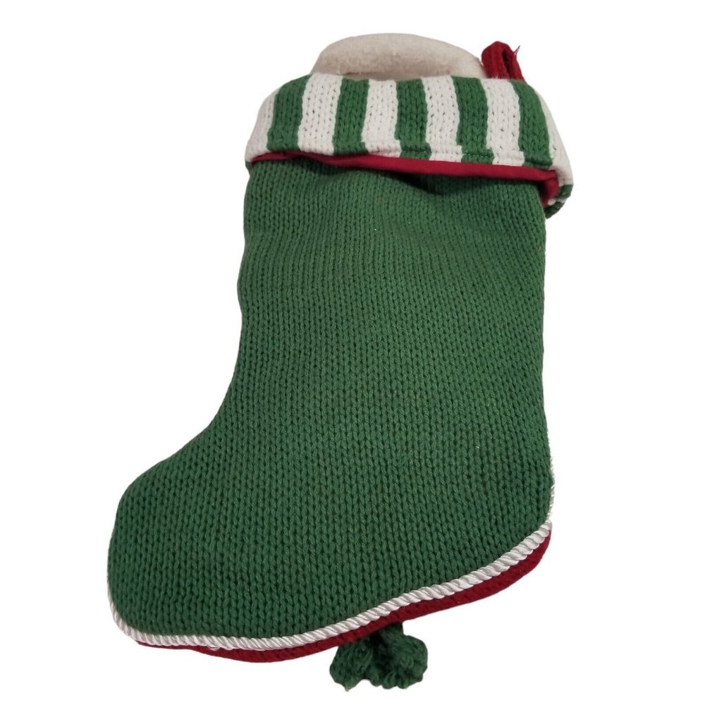 Vintage Christmas Stocking Cat 3D Plush 1990s Scarf Stripes Kitten Kitty Holiday - Picture 4 of 8